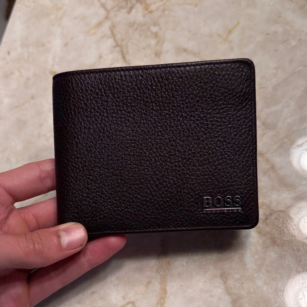 BOSS Dark Brown Leather Card Holder